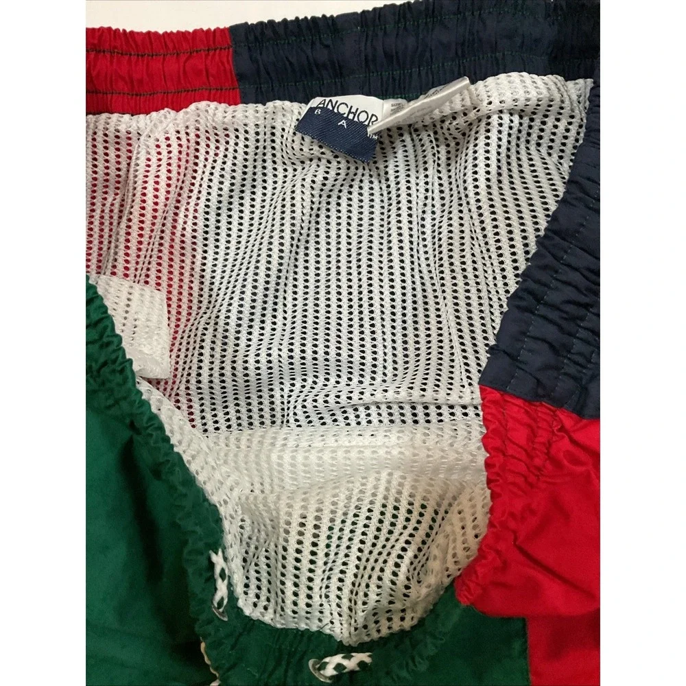 NWT Anchor Bay Swim Trunks Large Colorblock Swimsuit Ocean Beach 90s G26‎